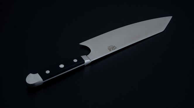 
                    Güde Kiritsuke Alpha with characteristic K-tip blade