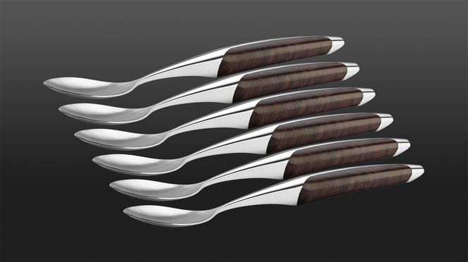 
                    Spoon set 6 pieces walnut made by the knife manufactory sknife in Biel