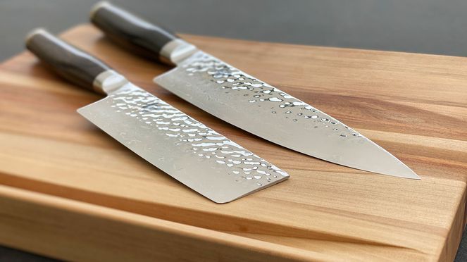 
                    Kai Chef's knife with Kai Shun Premier Nakiri